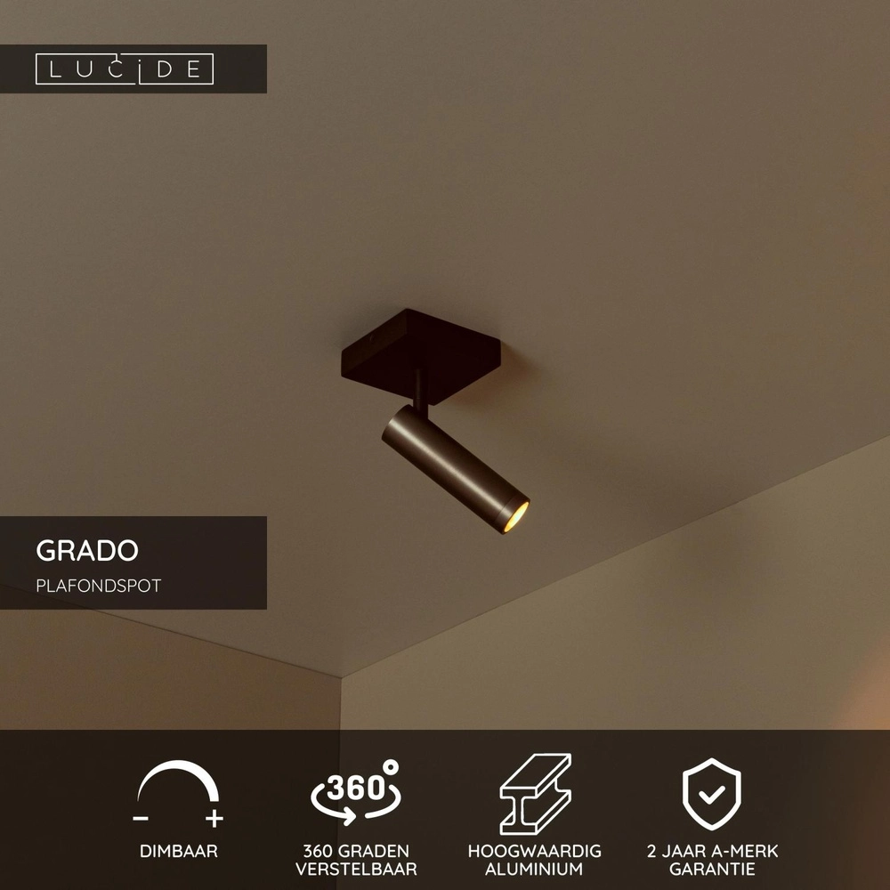 Elegante Deckenlampe Grado Metallisch-Grau Lucide 5411212221698