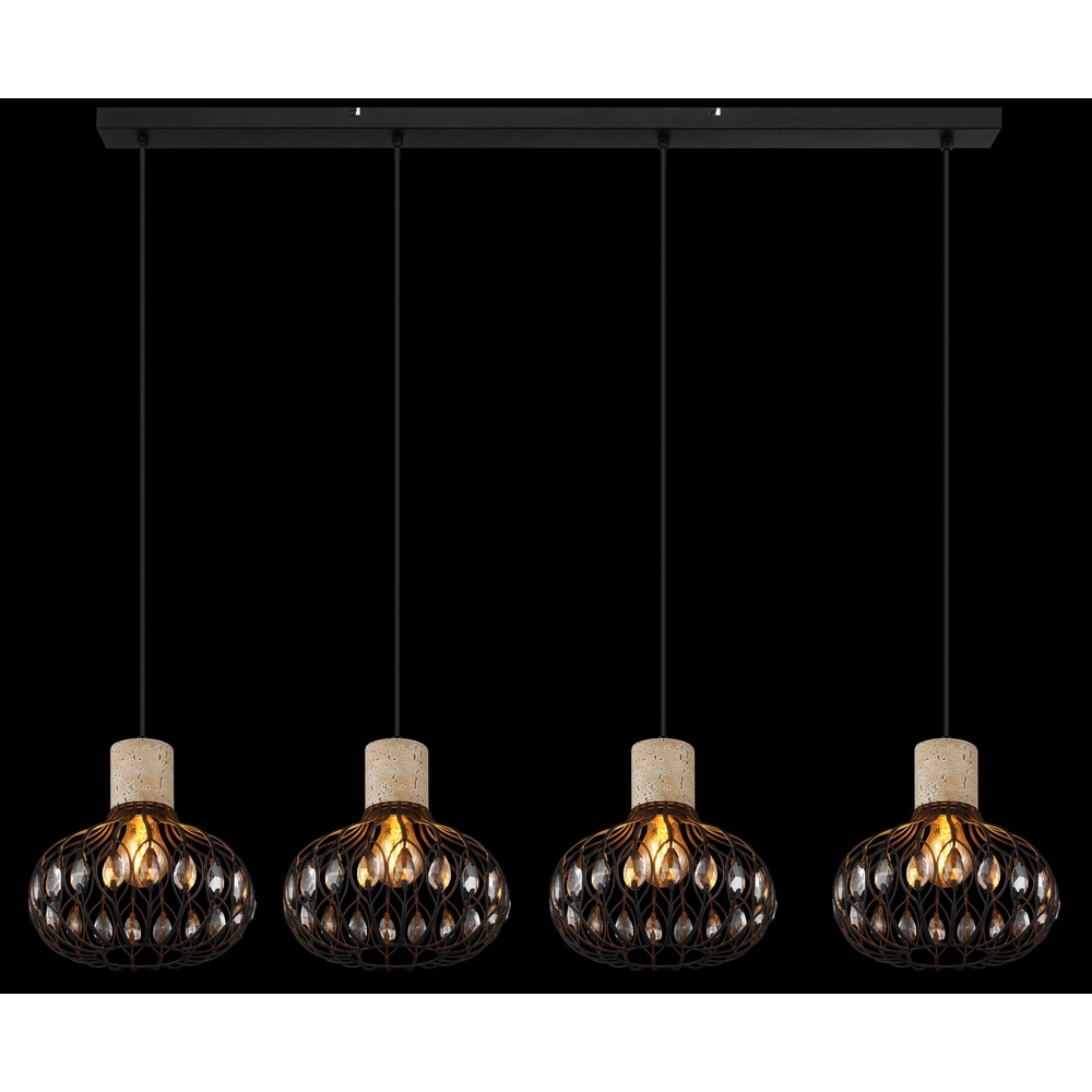 4-Licht Pendellampe Dorthy Country Black Globo 9007371572069