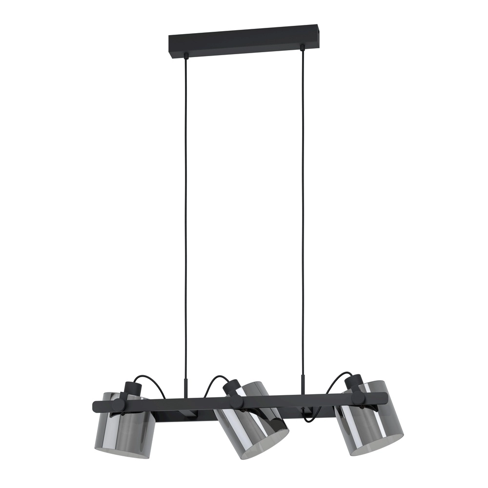 3L-Pendelleuchte Hornwood 2 Schwarz mit Rauchglas Eglo 9002759436063