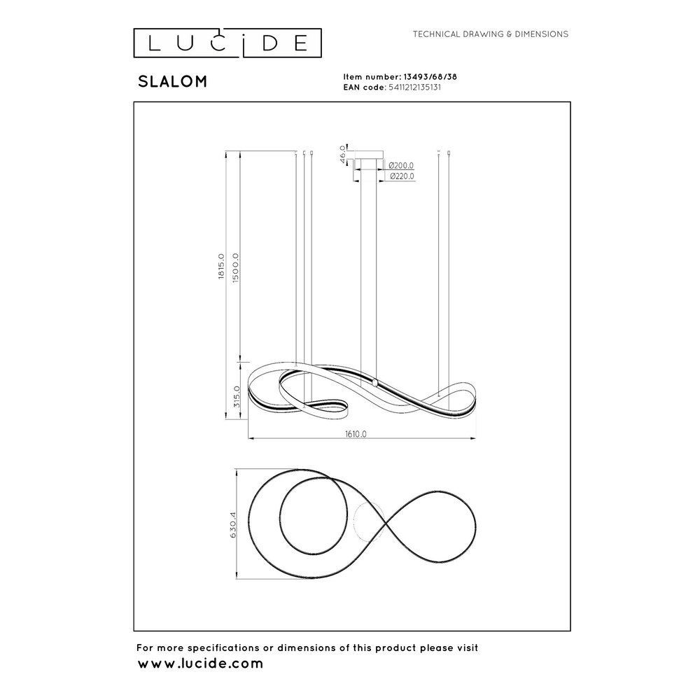 Moderne LED-Pendellampe Slalom Sand mit Wirkung Premium by Lucide 5411212135131