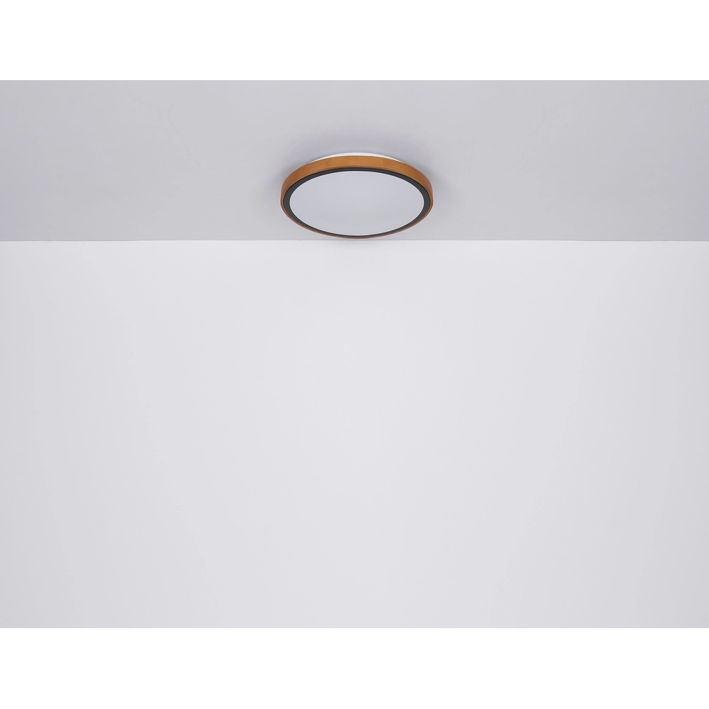 Deckenlampe Bruno 39 cm quadratisch schwarz mit Holz Globo 9007371433469