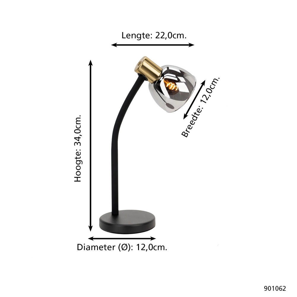 Elegante Schreibtischlampe Macere Gold mit Rauchglas Eglo 9008606304332