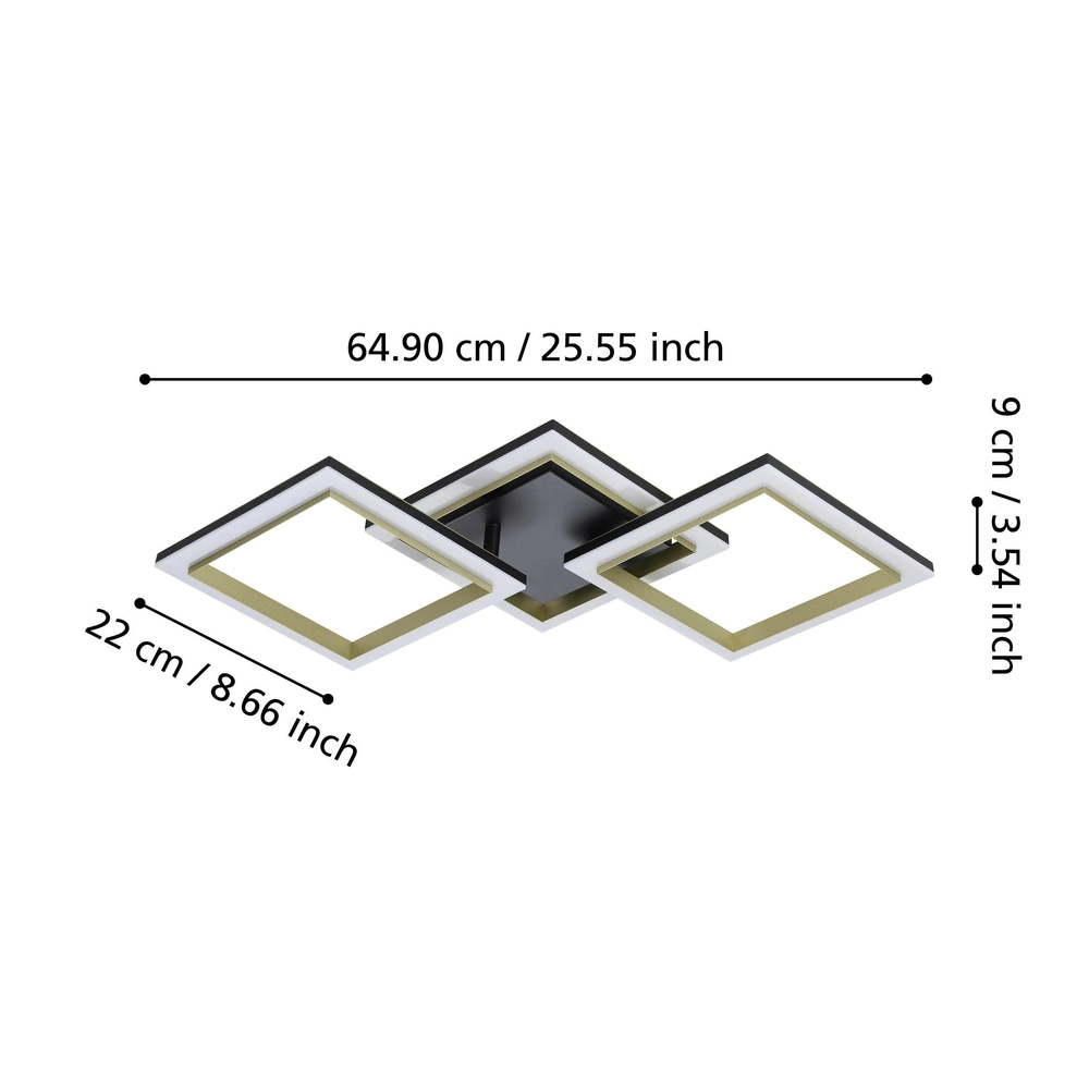 LED-Deckenlampe Calliera Quadrat – Schwarz mit Gold Eglo 9008606316144