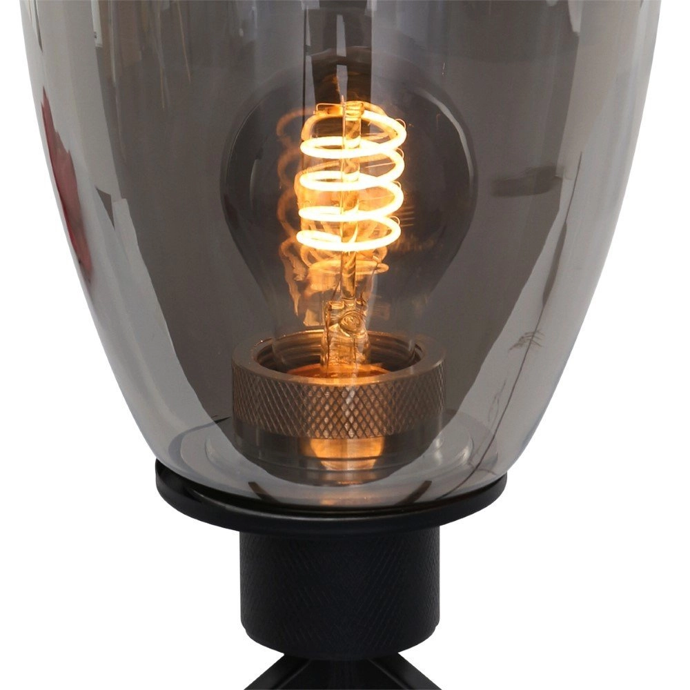Glastischlampe Reflexion 15 cm schwarz mit Rauchglas Steinhauer 8712746132618