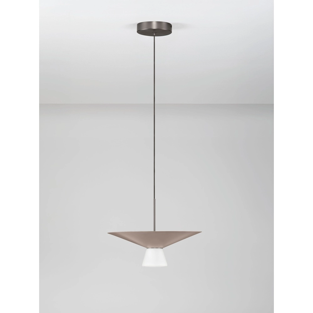 Design-Pendellampe Baris weiß mit grauem und braunem Ø 38 cm Lyora 5212017495297