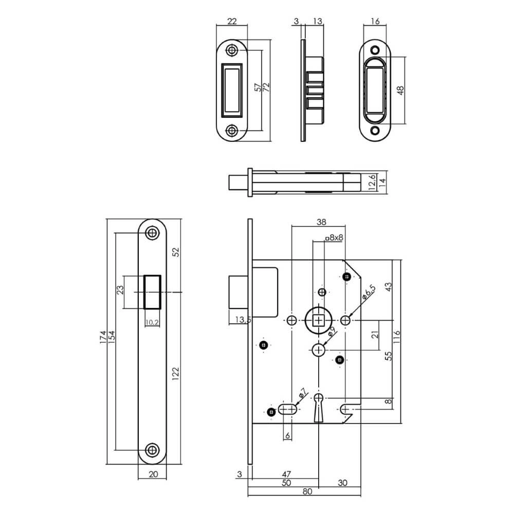 Schlosskasten Tastatur Domus Magnet schwarz abgerundet Intersteel 8714186463246