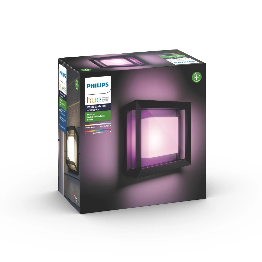Quadratische Wandleuchte Hue Econic Vitrine schwarz Philips 8718696170564