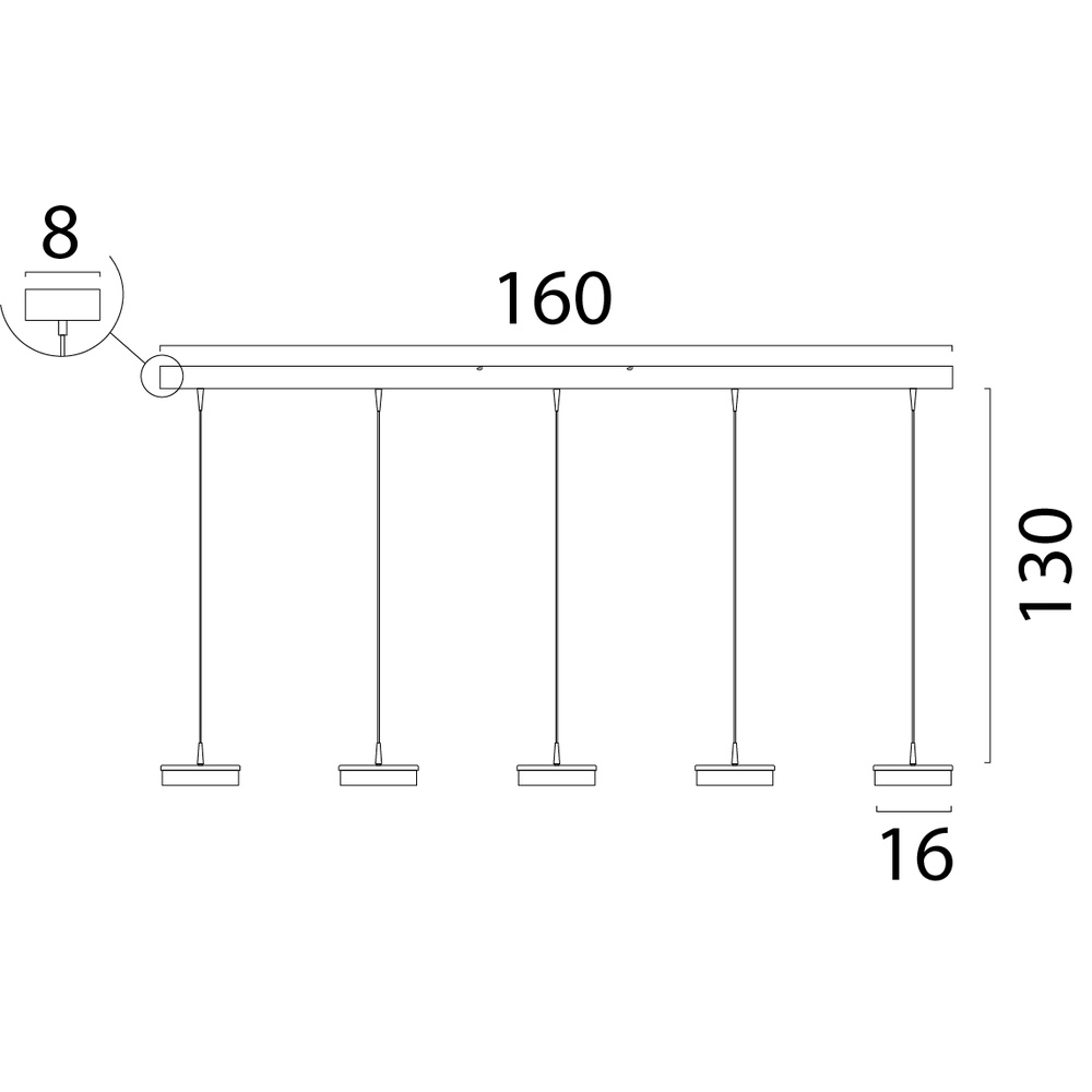 5-Licht Pendellampe Imperia 160 cm schwarzer Nickel Masterlight 8718121352510