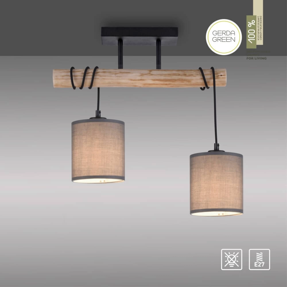 Ländliche Deckenleuchte Green Tribu Taupe Just Light 4043689995164