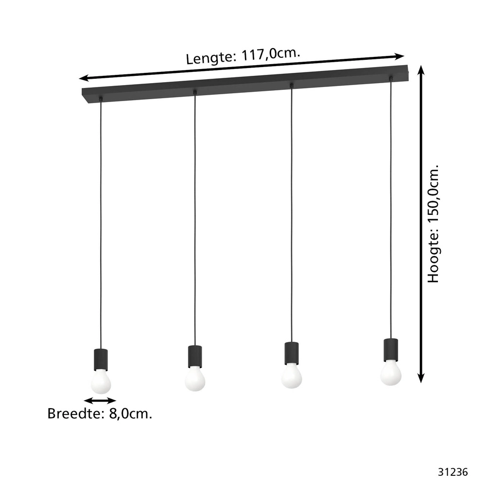 4-Lampen-Pendellampe Nogalte Schwarz Eglo 9002759312367