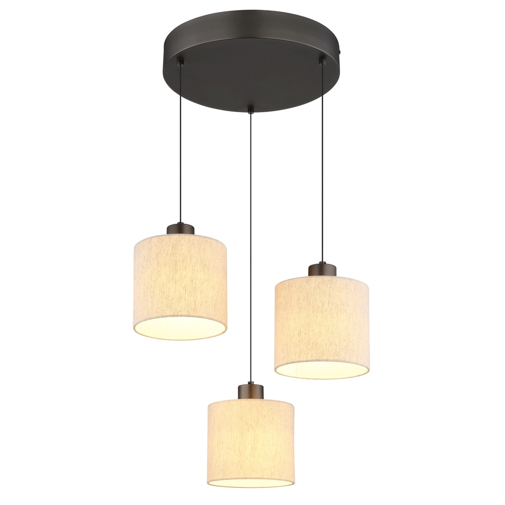 Gunmetal-Pendellampe Thea 3-Leicht-Patrone
