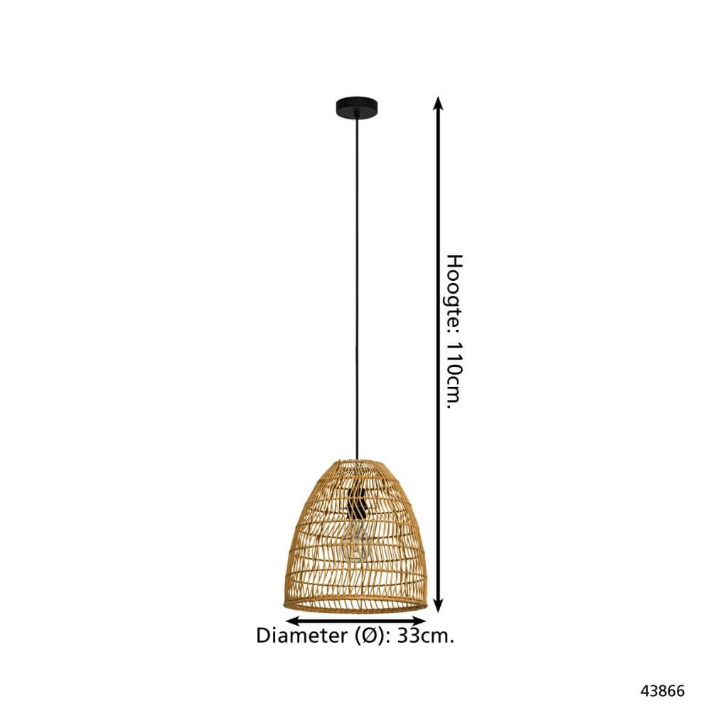 Hängelampe aus Korbgeflecht Ayesgarth Ø 33cm Eglo 9002759438661