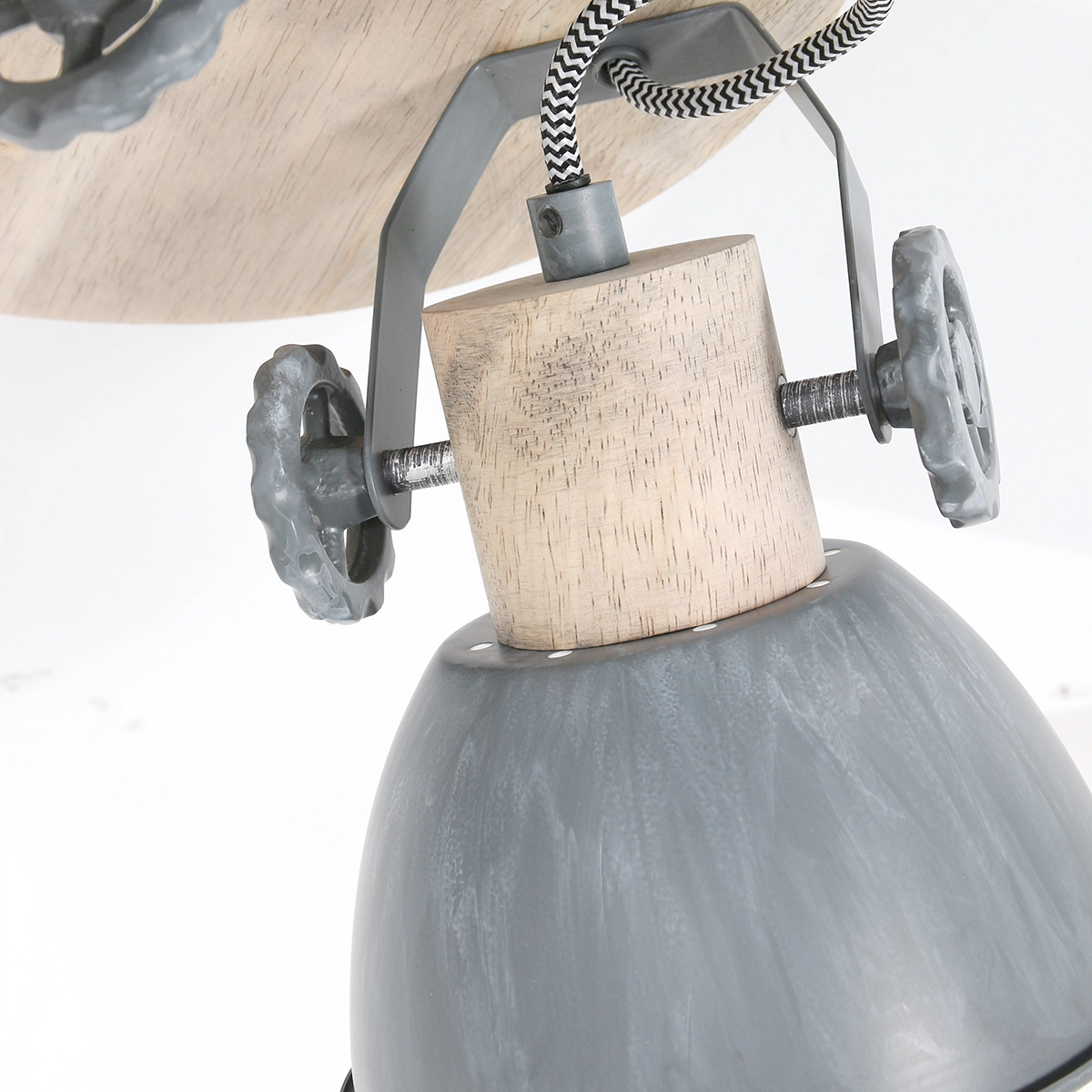 Industrielle Deckenleuchte Gearwood 3-helles Vintage-Grau mit Holz Steinhauer 8712746135404