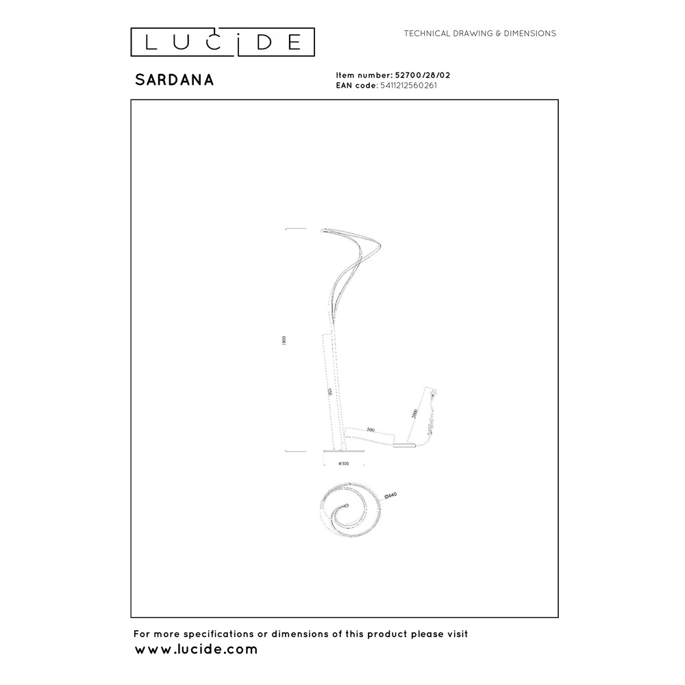 Stehlampe Sardana Design Gold Premium by Lucide 5411212560261