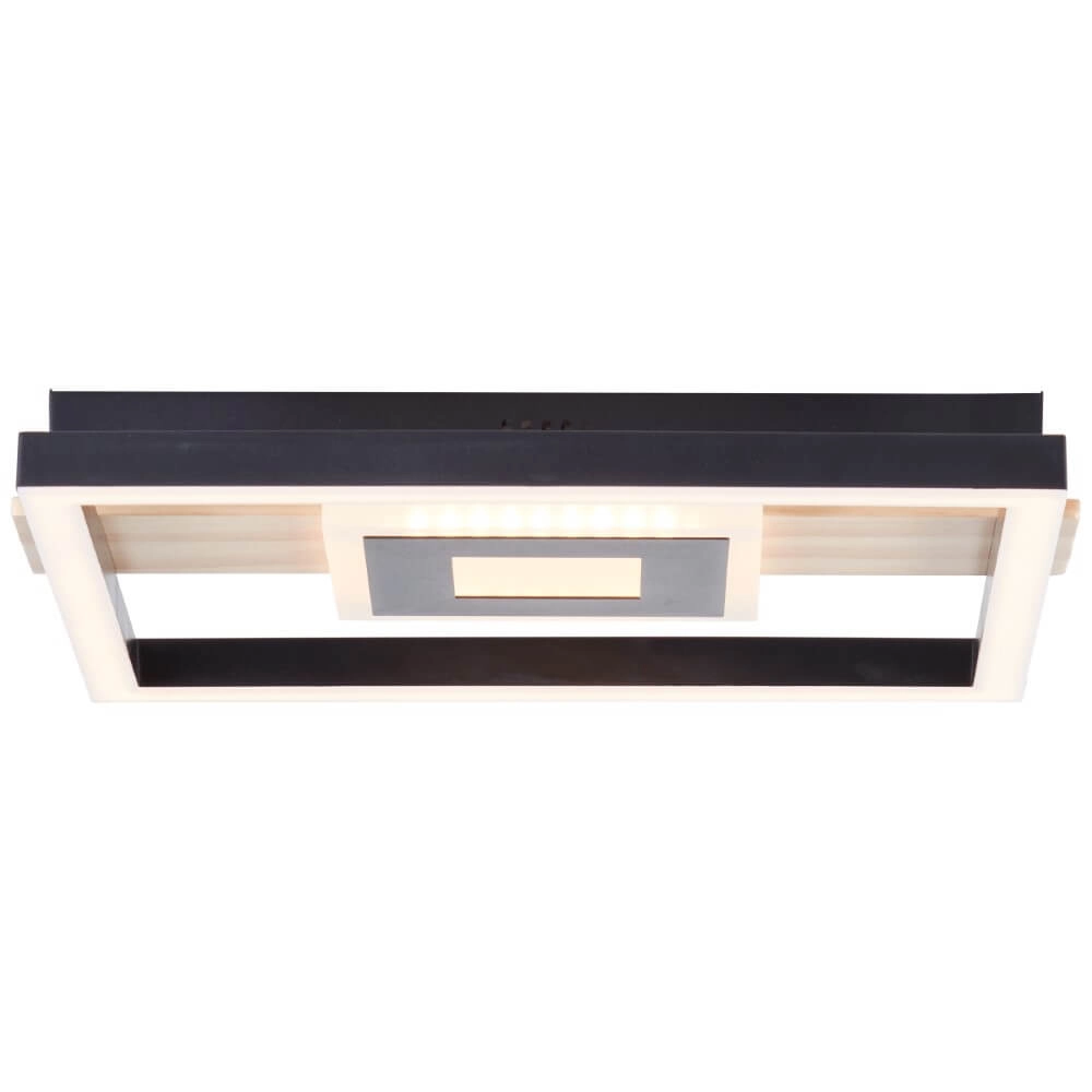 Deckenleuchte Baldo quadratisch schwarz mit Holz Brilliant 4004353420030