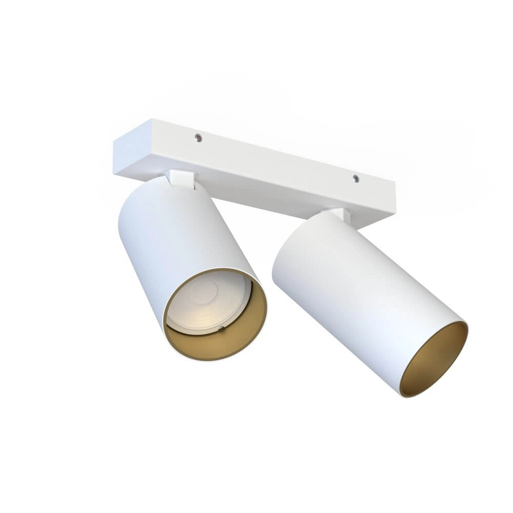2-flammiger Aufbaustrahler Mono weiß mit gold Lyora 5903139777490