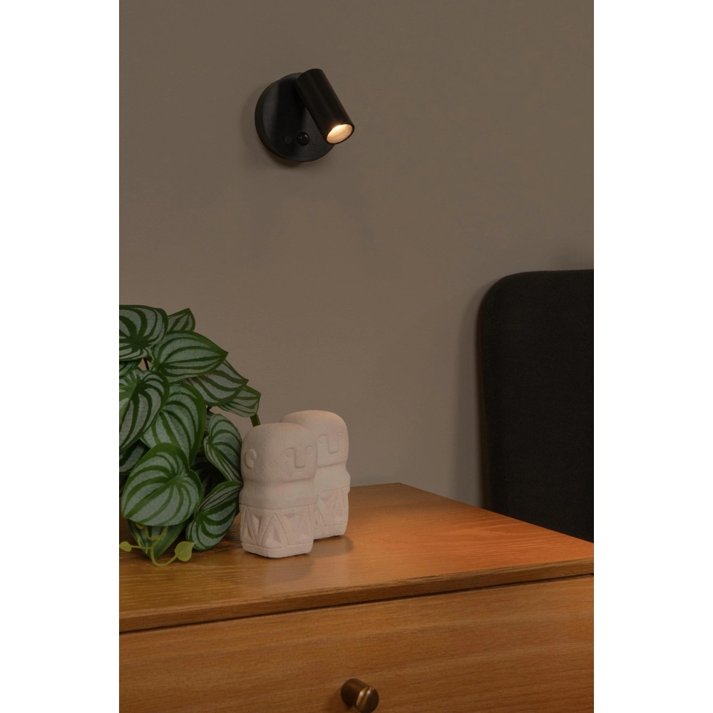 Wiederaufladbare Wandlampe mit Sensor Toni Magnetisches Schwarz Lucide 5411212290571