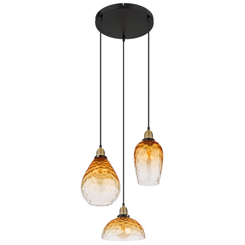 3-flammige Pendelleuchte rund Salvy Braunglas-Wabe Globo 9007371454440