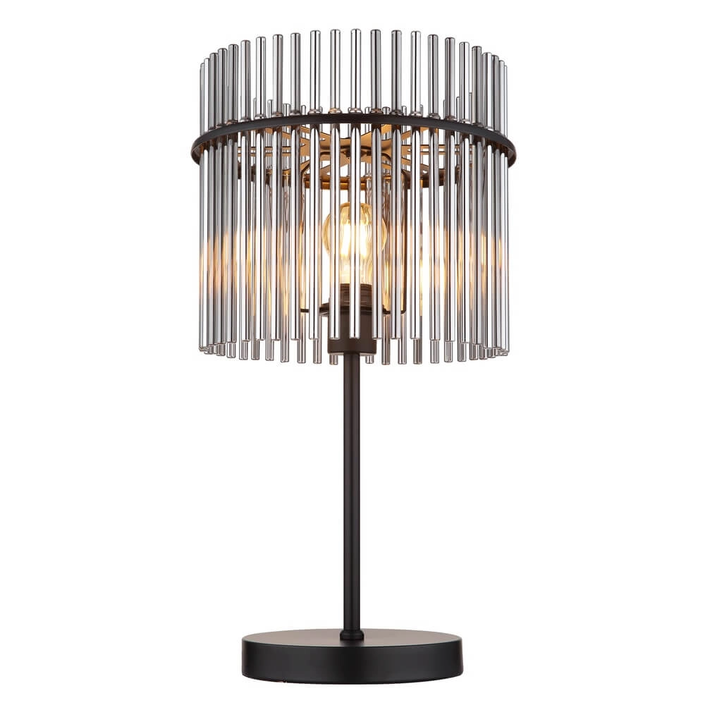 Schwarze Tischleuchte Gorley mit Rauchglas Ø 30cm Globo 9007371487004