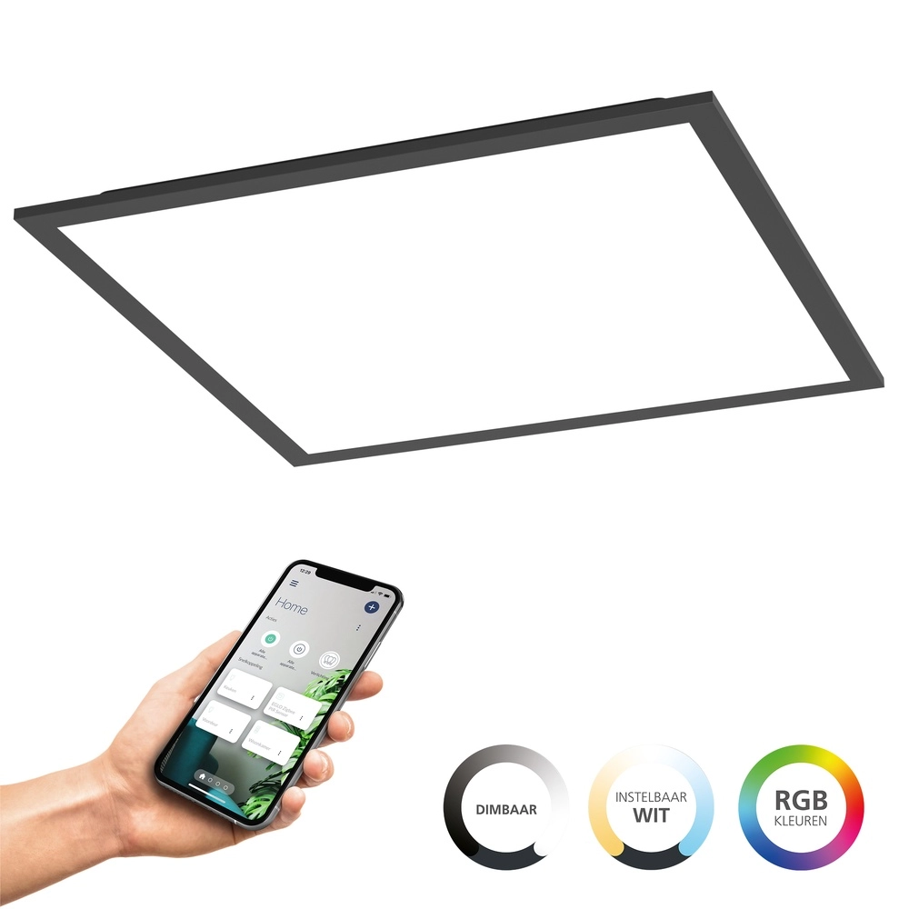 Smarte Deckenleuchte Moradillo-Z schwarzes Quadrat 39,3cm