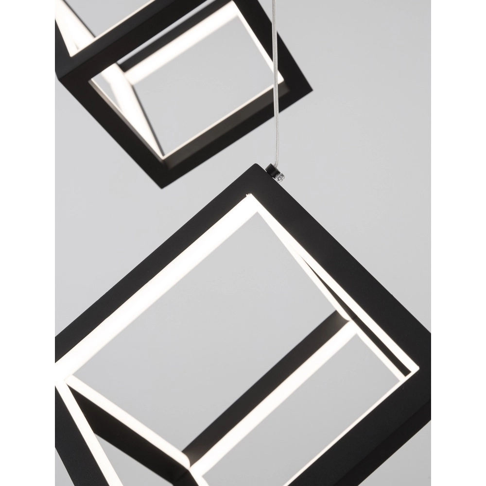 Quadratische Pendelleuchte Gabbia Schwarzes Dreibettzimmer Lyora 5212017423412