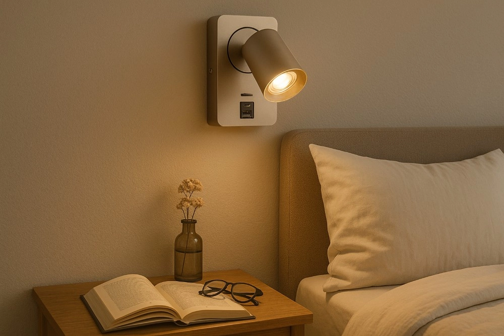 Nachttischlampe Megano USB Champagner mit USB-A und USB-C Artdelight 8720701103634