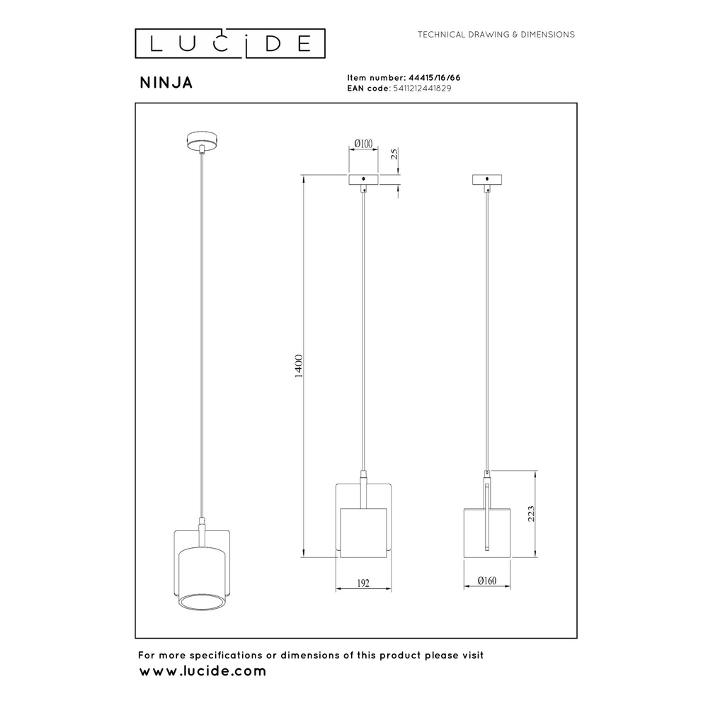 Design-Pendellampe Ninja Pink Lucide 5411212441829