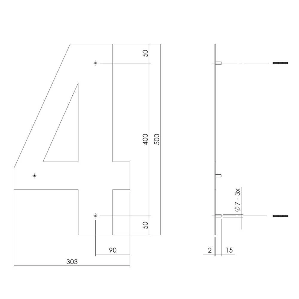 Hausnummer 4 XXL Numbra 50cm schwarz Intersteel 8714186503416