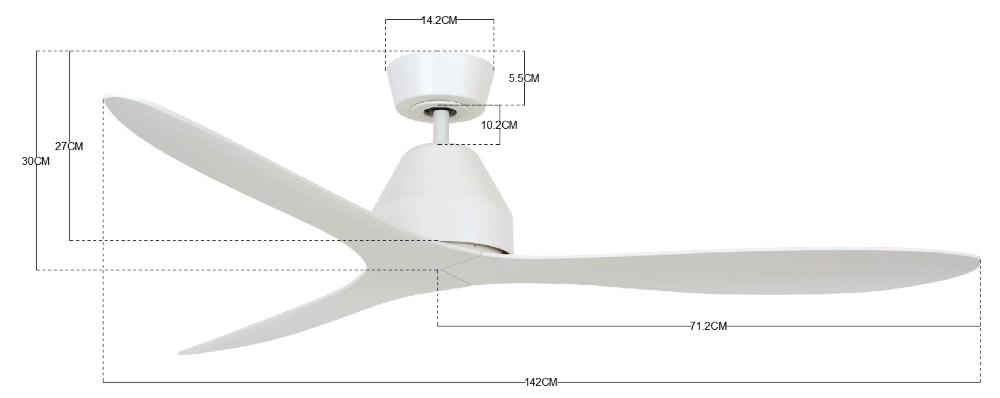 Deckenventilator weiß ohne Lampe Whitehaven Ø 143cm IP55 Beacon 9333509136439