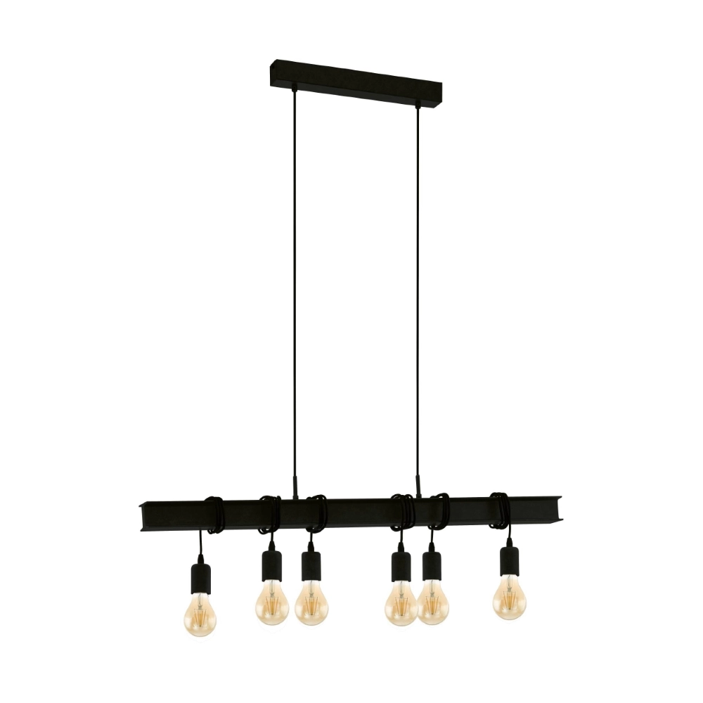 6-flammige Pendelleuchte Townshend 6 schwarz