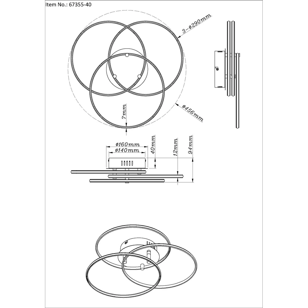 Design-Deckenlampe Kombos Schwarz Globo 9007371531479