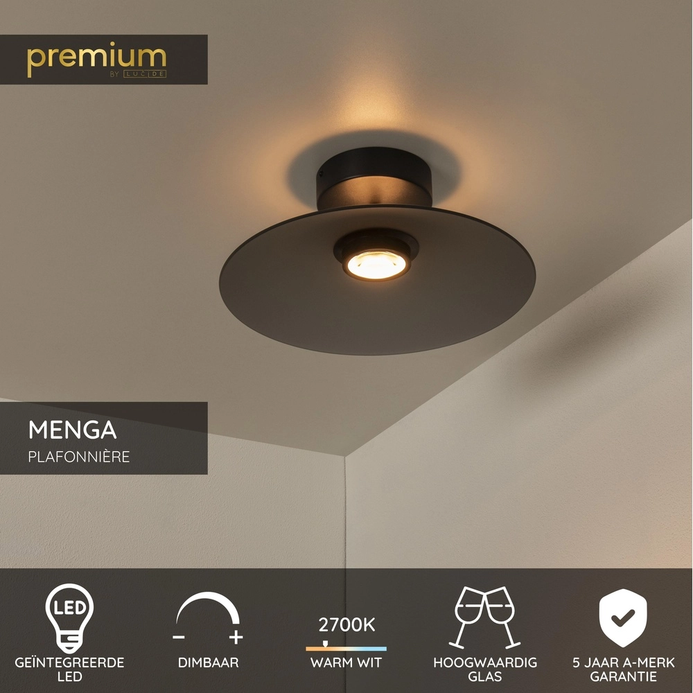 Elegante Deckenlampe Menga Ø 40cm Rauchglas Premium by Lucide 5411212251237