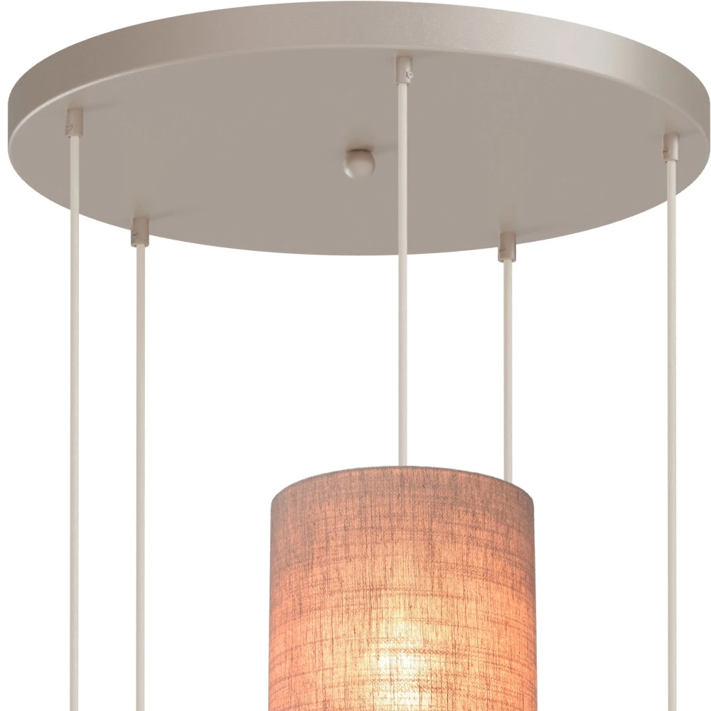 5-Licht Pendellampe Lisbourg Beige Terra mit beigegrauem Farbton Masterlight