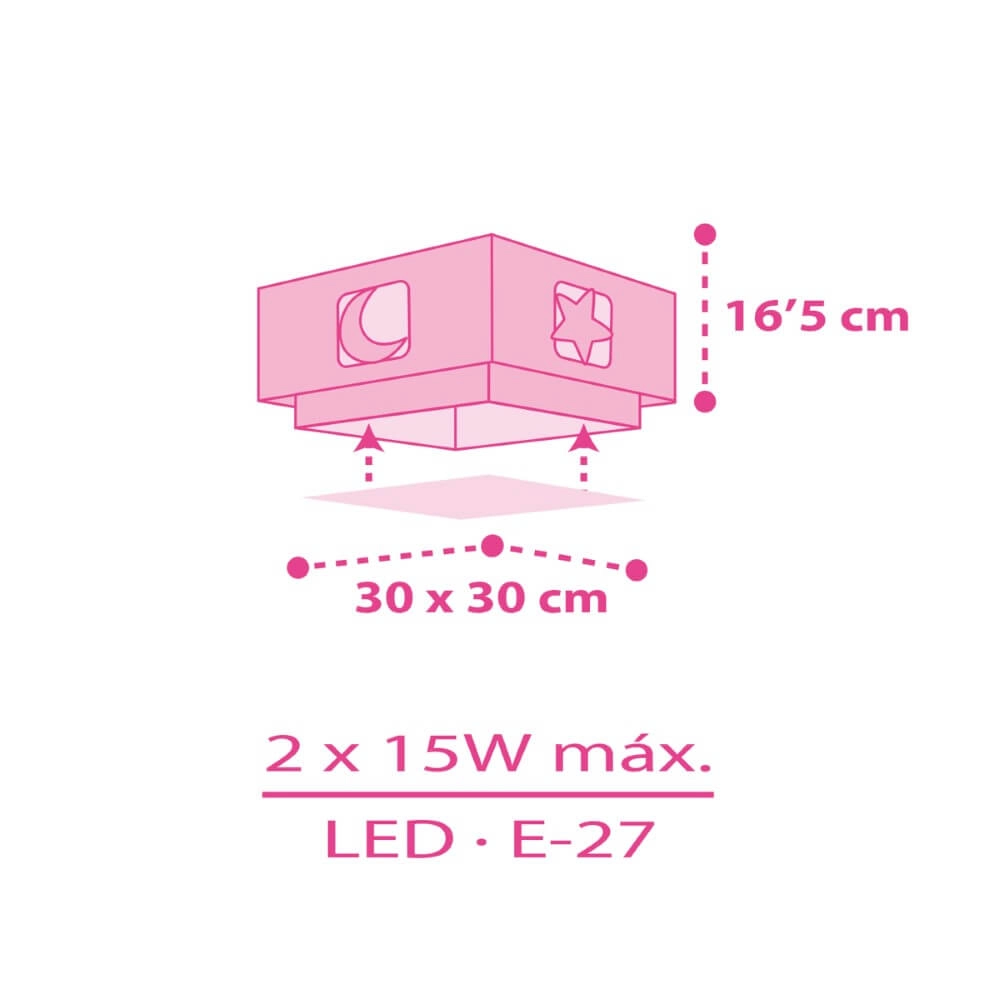 Quadratische Deckenleuchte Moonlight Rosa Dalber 8420406003382