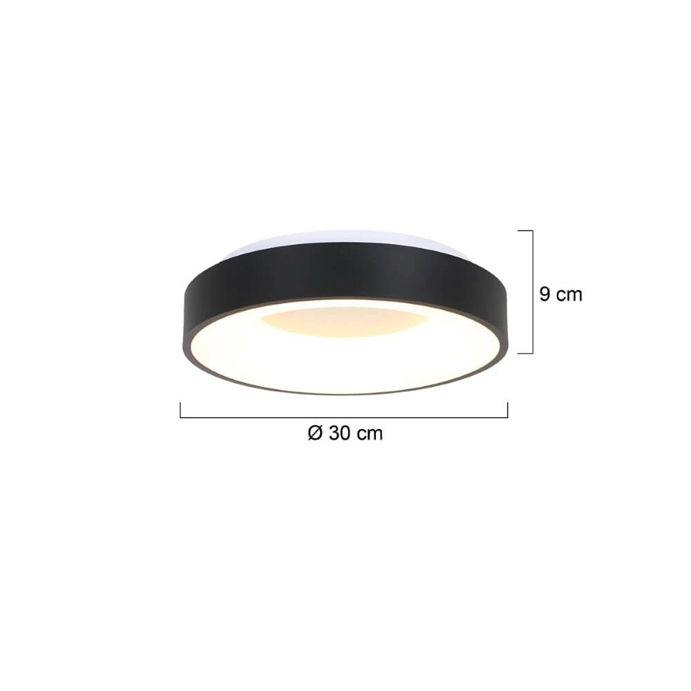 Schwarze Deckenlampe Ringlede Ø 30cm Steinhauer 8712746135770