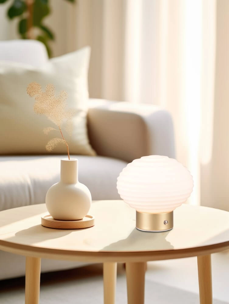 Wiederaufladbare Tischlampe Earl Gold mit weißem Glas Trio 4017807601930