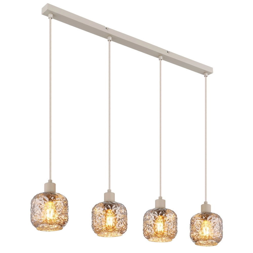 4-Licht Pendellampe Antonio Sandbraun