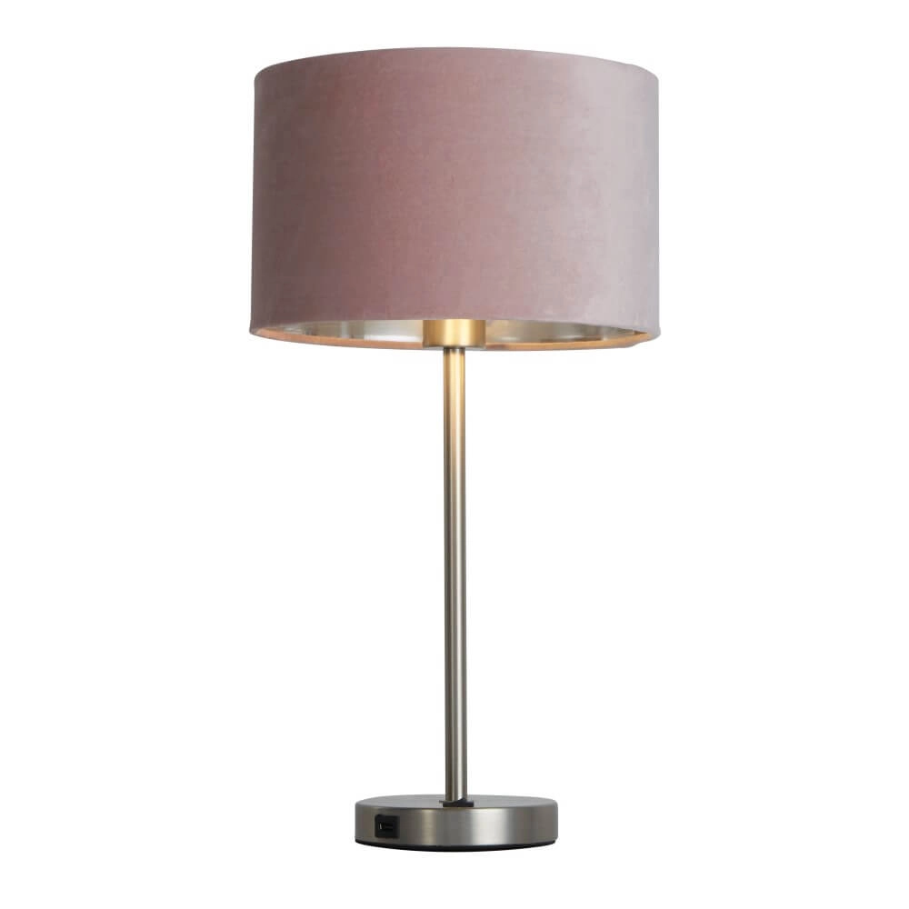 Schöne Tischlampe Finn Gold mit Rosa Searchlight 5053423257228