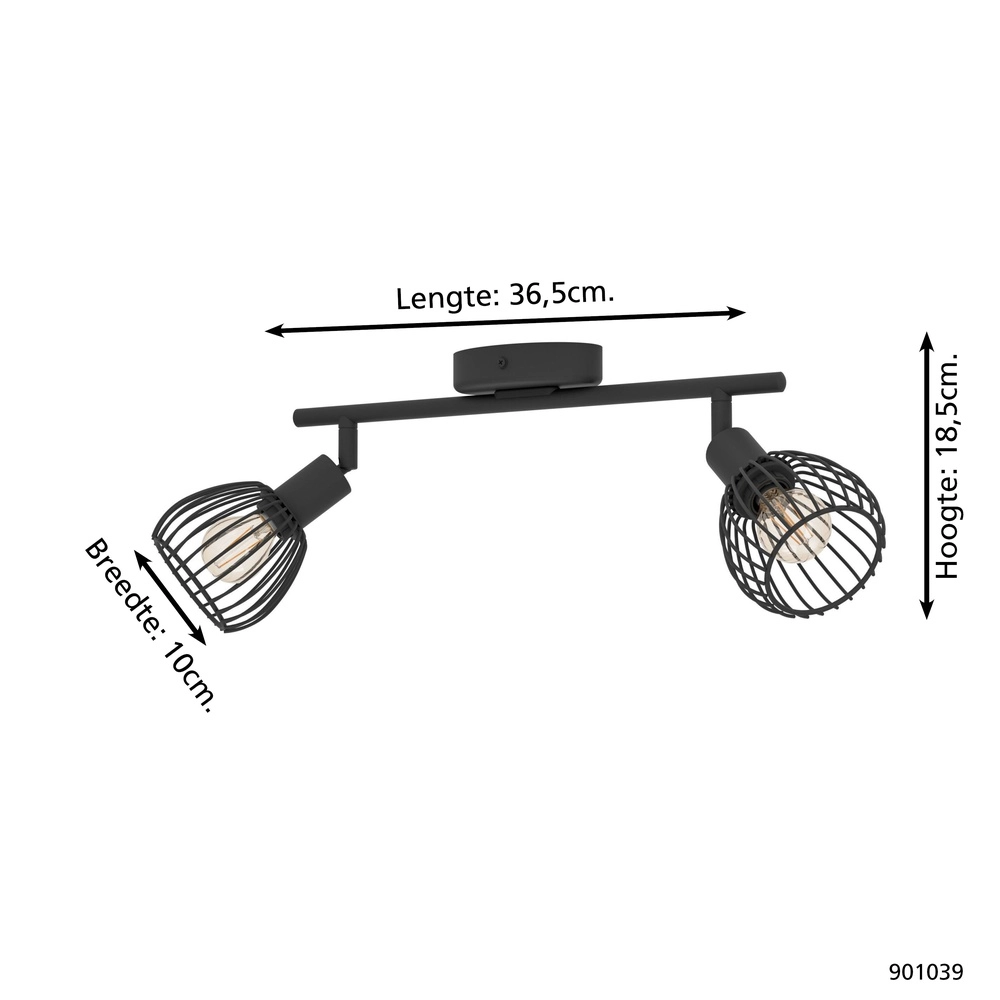 2-Licht Drahtlampenscheinwerfer Sonnino schwarz - E14 Eglo 9008606306039