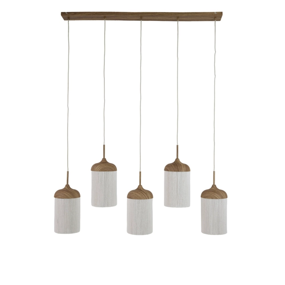 5-Licht Pendellampe Dania Gerades Holz