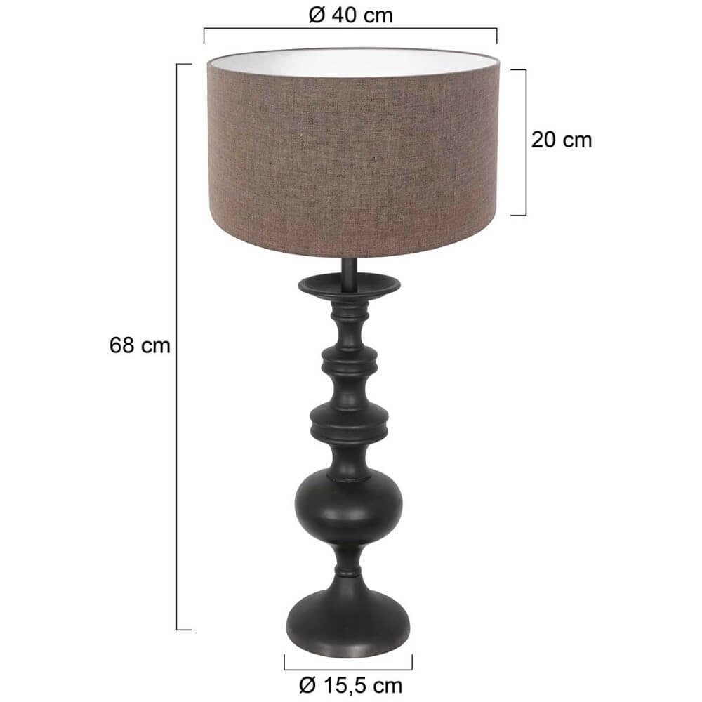Klassische Tischlampe Lyons C mit taupefarbenem Leinenschirm Steinhauer 8712746166774