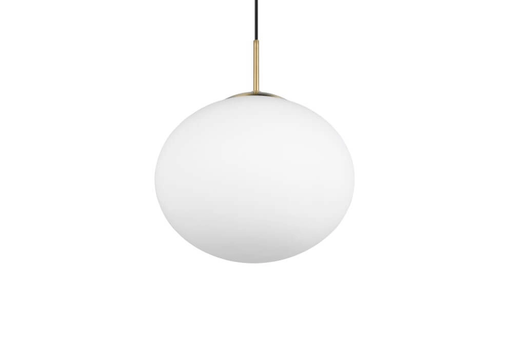 Ovale Hängelampe Fomento Ø 30 cm – Messing mit weißem Glas Trio 4017807616217