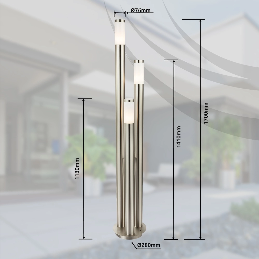3-Licht-Gartenlampe Boston Edelstahl Globo 9007371108145