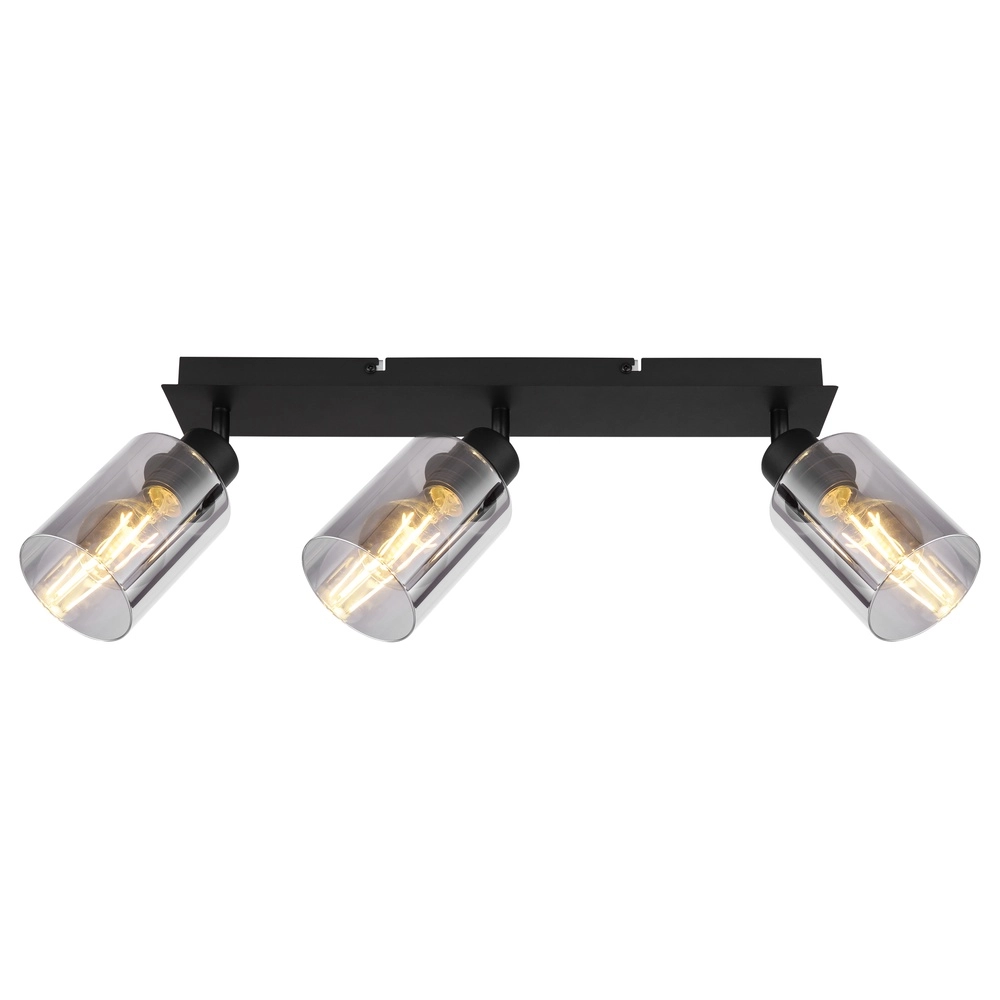 Deckenlampe Hadera 3-Licht Schwarz mit Rauchglas Globo 9007371443215