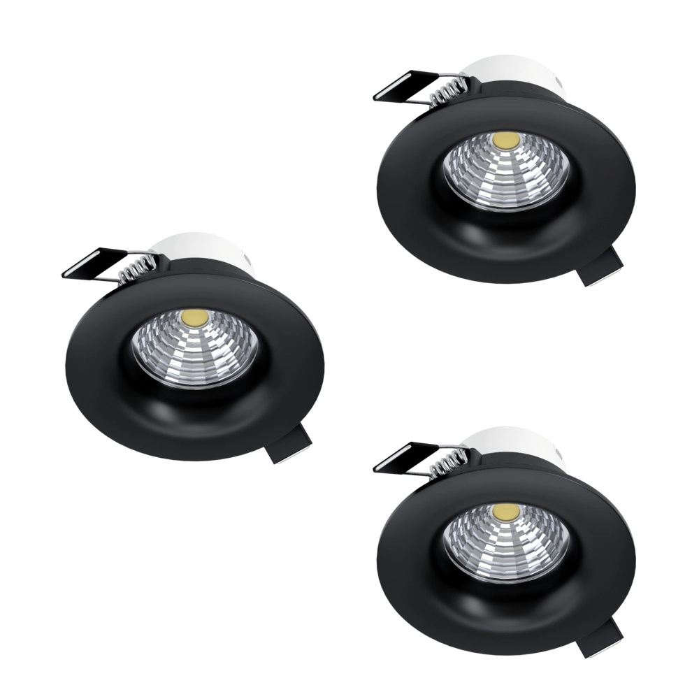 Set mit 3 Einbaustrahlern Saliceto schwarz Ø 8,8cm - 4,8W