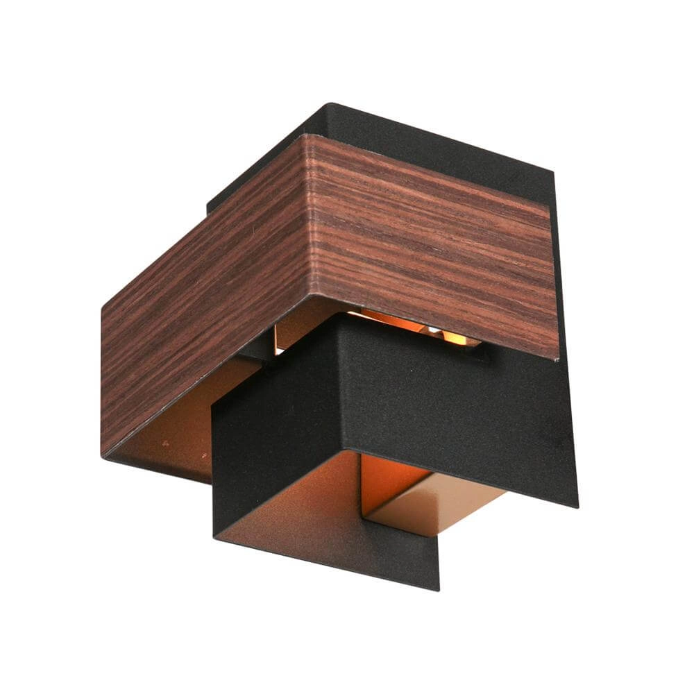 Wandleuchte Muro schwarz mit Holz S Steinhauer 8712746177749