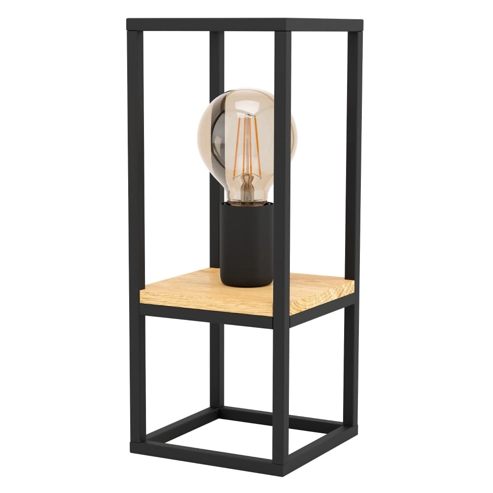 Tischlampe Libertad schwarz mit Holz