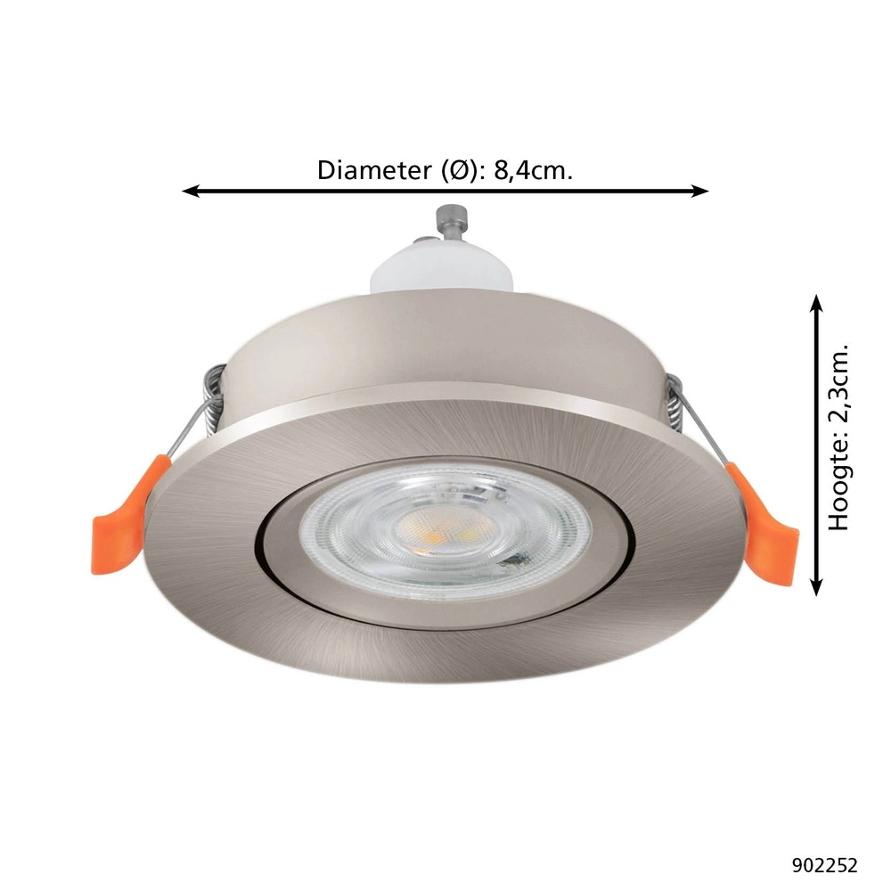 Einbaustrahler Barranco nickel Ø 8,4cm IP44 - 4000K Eglo 9008606359295