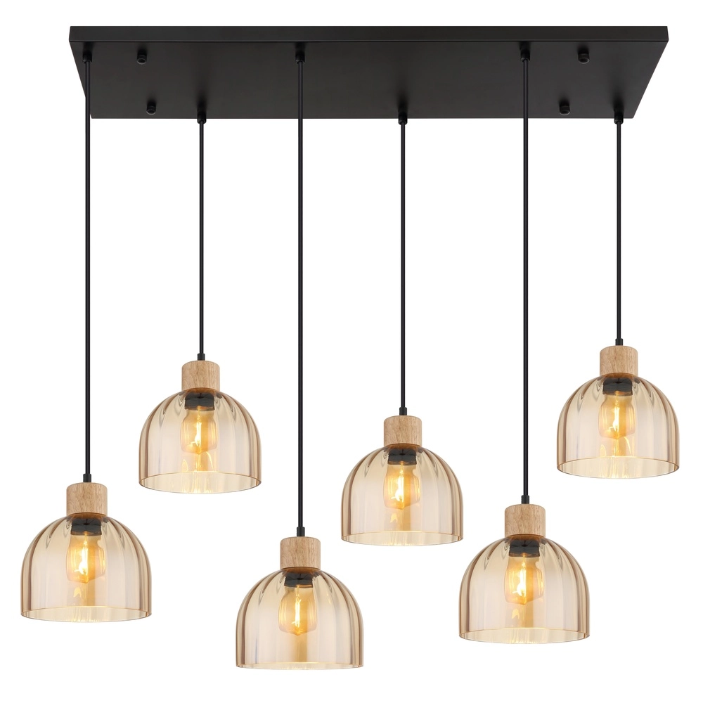 6-Licht Pendellampe Swanson Schwarz Globo 9007371586653