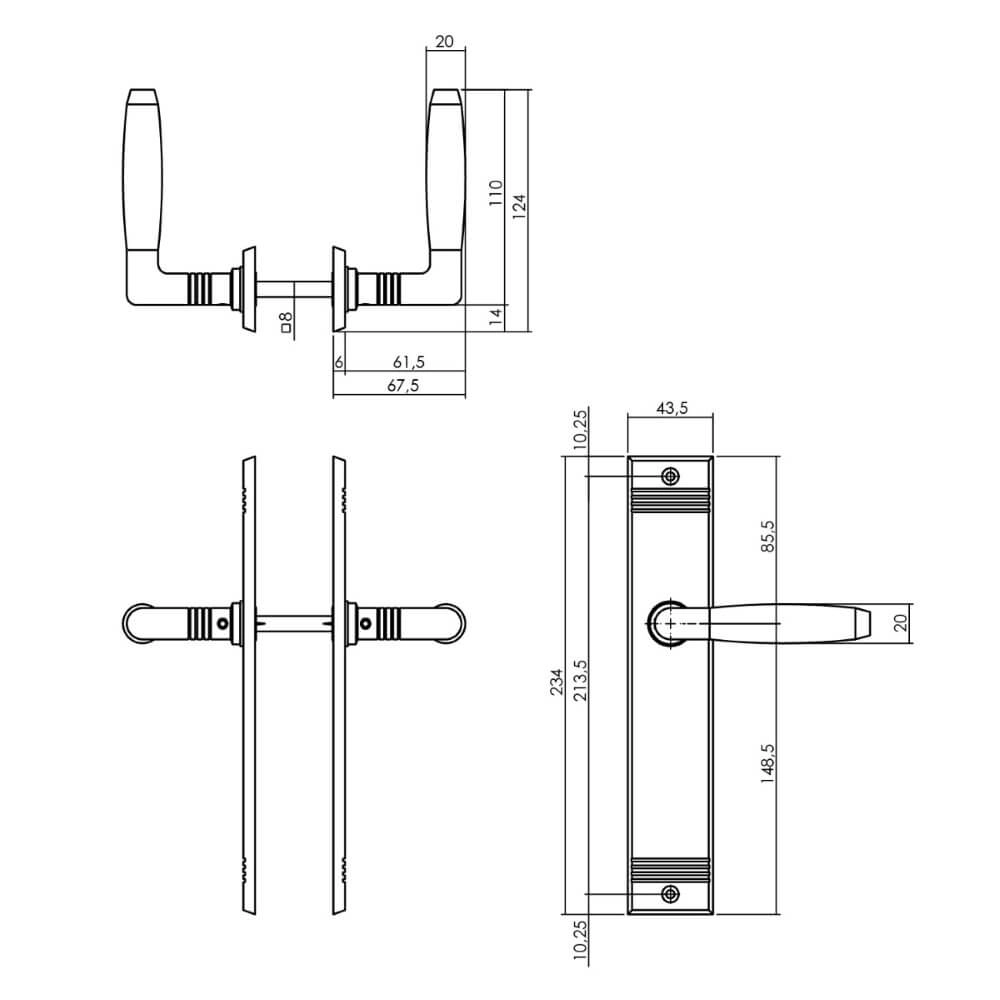 30er Jahre Türgriff Ton Basic Blind Nickel matt Intersteel 8714186711293